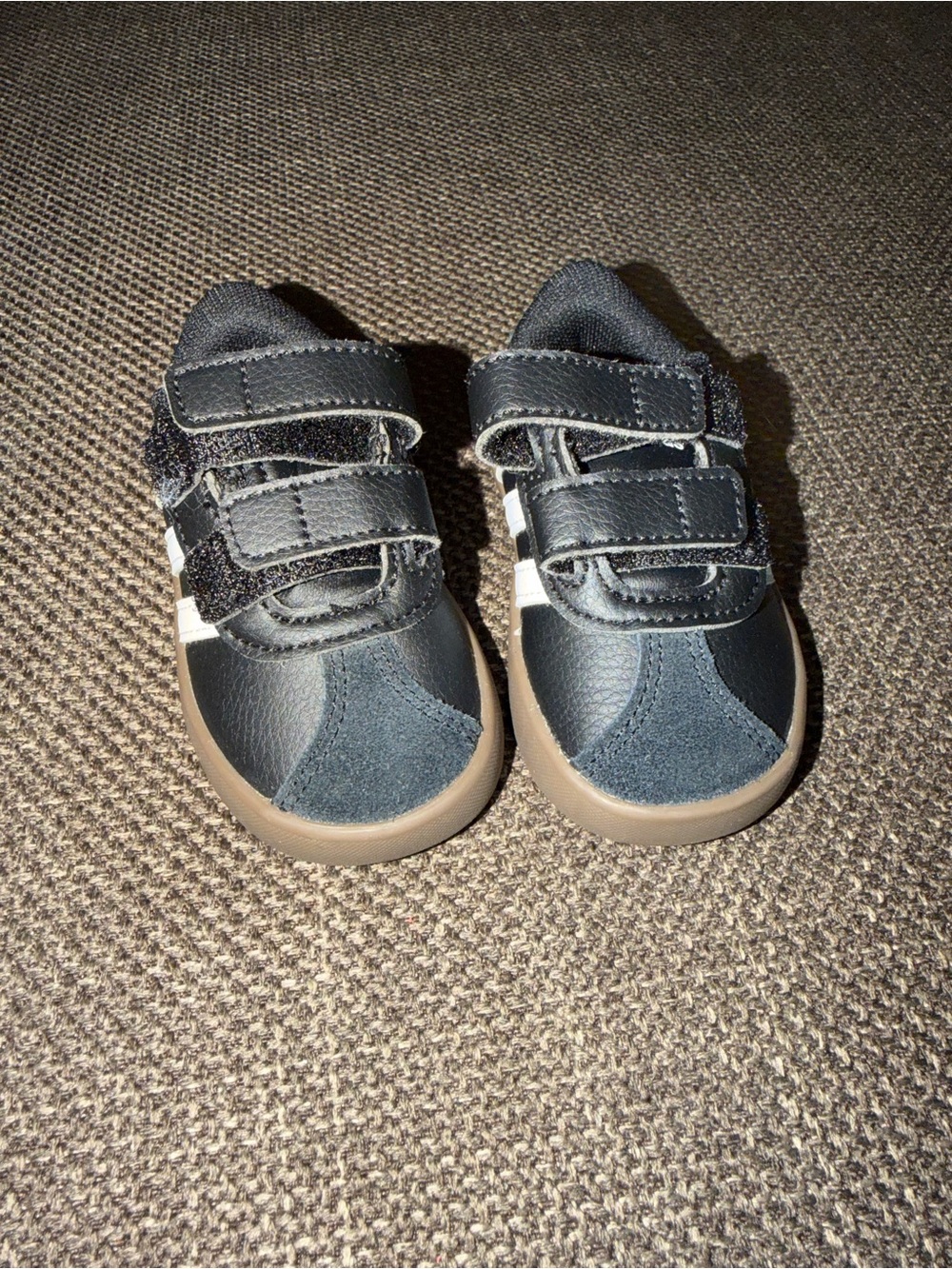 Toddler girl adidas Kids Black & Brown Velcro Walker Sneakers